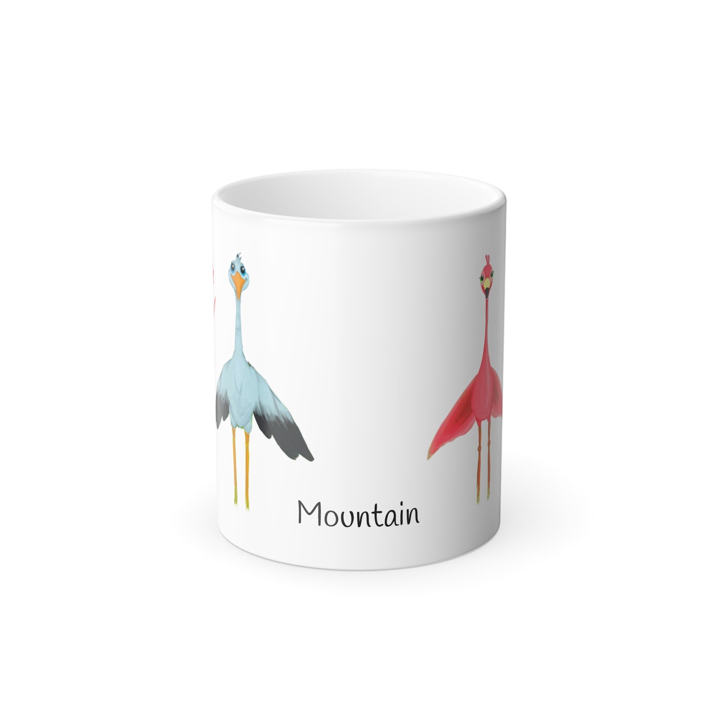 Heat-Reactive Yoga Mug – Flamingo & Stork in Yoga Pose