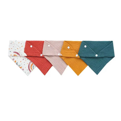 5-Pack Soft Cotton Baby Bibs – Snap-On, Absorbent, and Adorable