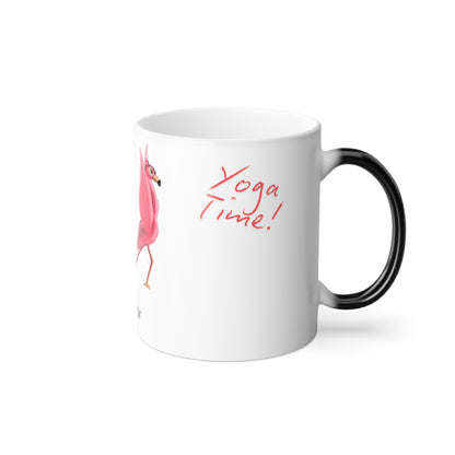 Heat-Reactive Yoga Mug – Flamingo & Stork in Yoga Pose