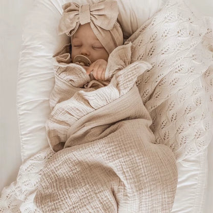 Organic Muslin Baby Swaddle – Soft, Ruffled Blankets for Newborns