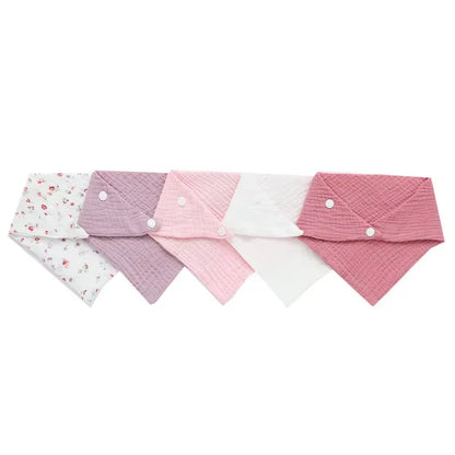 5-Pack Soft Cotton Baby Bibs – Snap-On, Absorbent, and Adorable