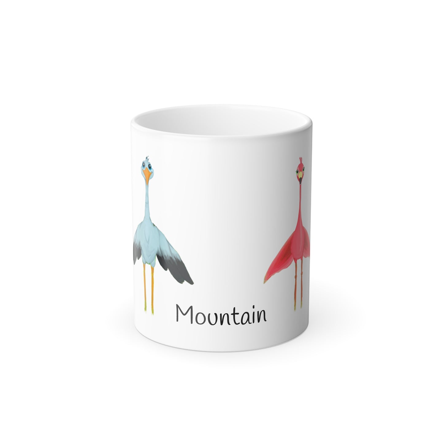 Heat-Reactive Yoga Mug – Flamingo & Stork in Yoga Pose