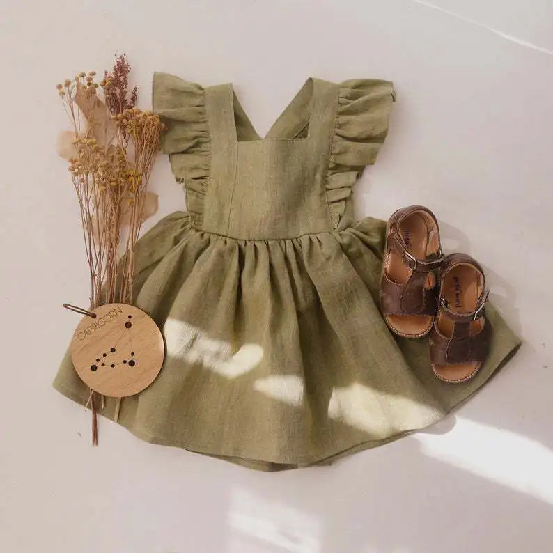 All Season Cotton Toddler Dress – Ruffle Style for Baby Girls & Sisters