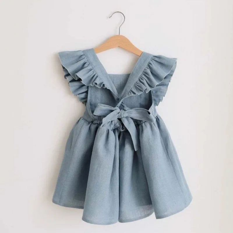 All Season Cotton Toddler Dress – Ruffle Style for Baby Girls & Sisters