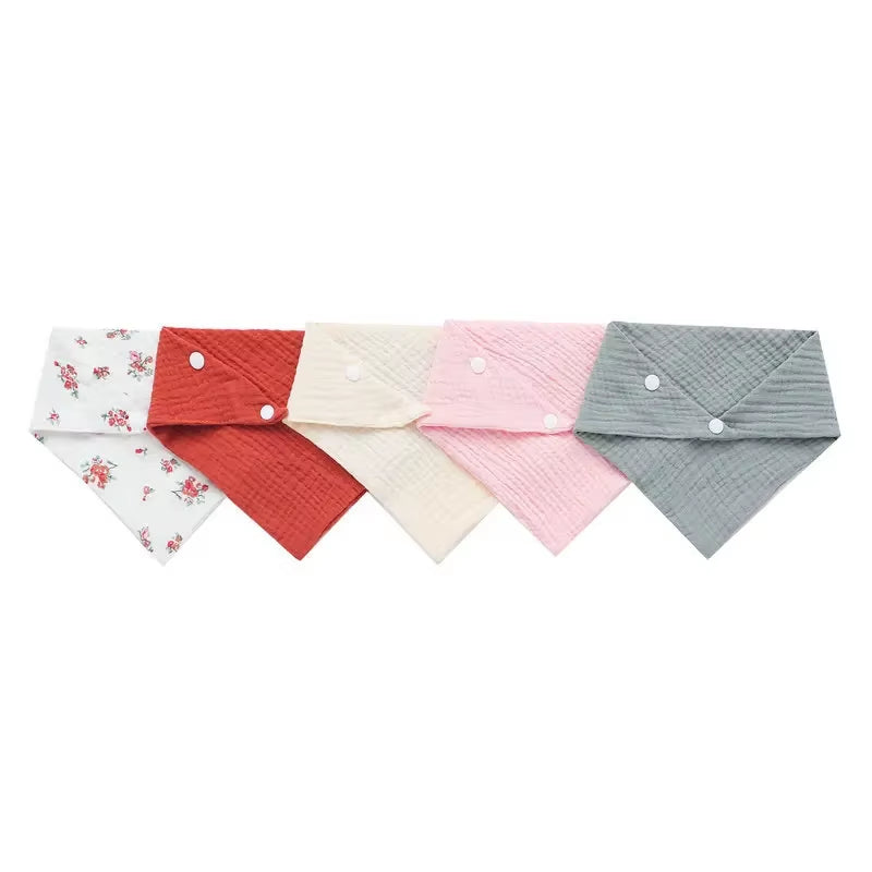 5-Pack Soft Cotton Baby Bibs – Snap-On, Absorbent, and Adorable