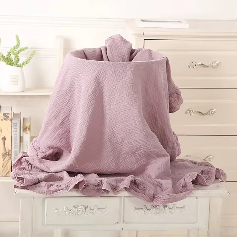 Organic Muslin Baby Swaddle – Soft, Ruffled Blankets for Newborns